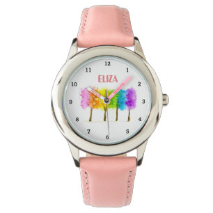 Boho Rainbow Wasserfarbe Niedlich Girls Pink Kinde Armbanduhr