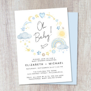 Boho Rainbow Watercolor Baby Boy Couples Dusche Einladung