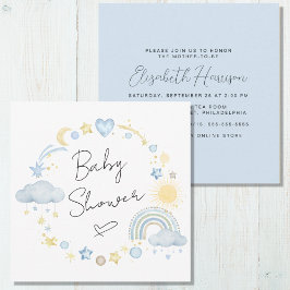 Boho Rainbow Watercolor Baby Boy Dusche Einladung
