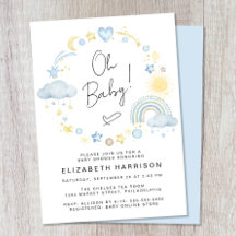 Boho Rainbow Watercolor Baby Boy Dusche