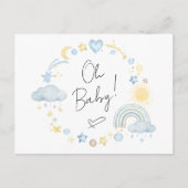 Boho Rainbow Watercolor Baby Boy Dusche Einladungspostkarte (Vorderseite)