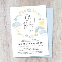 Boho Rainbow Watercolor Baby Boy Sprinkle Einladung