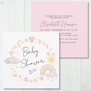 Boho Rainbow Watercolor Baby Girl Dusche Einladung