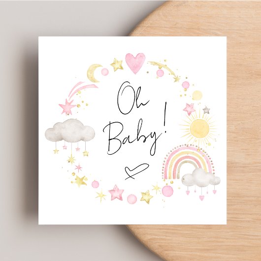 Boho Rainbow Watercolor Baby Girl Dusche Einladung