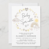 Boho Rainbow Watercolor Baby Sprinkle Einladung (Vorderseite)