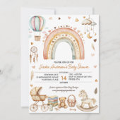 Boho Rainbow Watercolor Babydusche Einladung (Vorderseite)