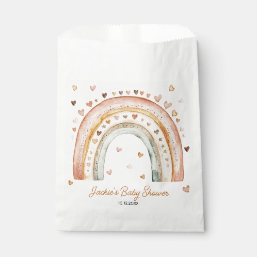 Boho Rainbow Watercolor Babydusche Geschenktütchen (Vorderseite)