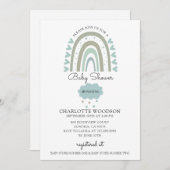 Boho Rainbow Watercolor Blue Baby Boy Dusche Einladung (Vorne/Hinten)