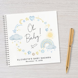 Boho Rainbow Watercolor Boy Baby Shooting Guest Bo Notizblock