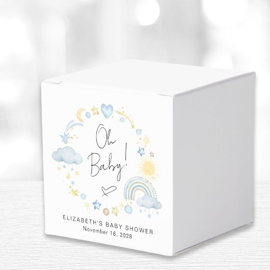 Boho Rainbow Watercolor Boy Baby Shower Geschenkschachtel