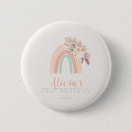 Boho Rainbow Watercolor Erster Geburtstag Button