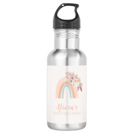 Boho Rainbow Watercolor Erster Geburtstag Edelstahlflasche