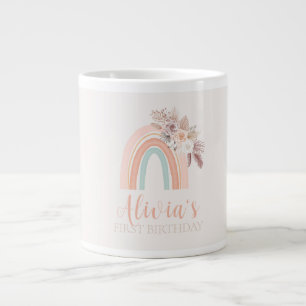 Boho Rainbow Watercolor Erster Geburtstag Jumbo-Tasse