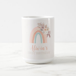 Boho Rainbow Watercolor Erster Geburtstag Kaffeetasse