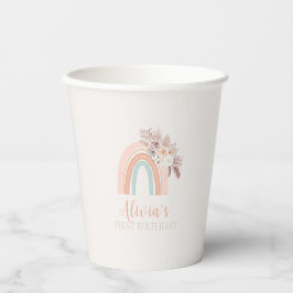 Boho Rainbow Watercolor Erster Geburtstag Pappbecher