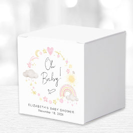 Boho Rainbow Watercolor Girl Babydusche Geschenkschachtel