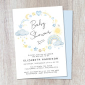 Boho Rainbow Watercolor Kinderdusche Einladung