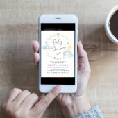 Boho Rainbow Watercolor Kinderdusche Einladung