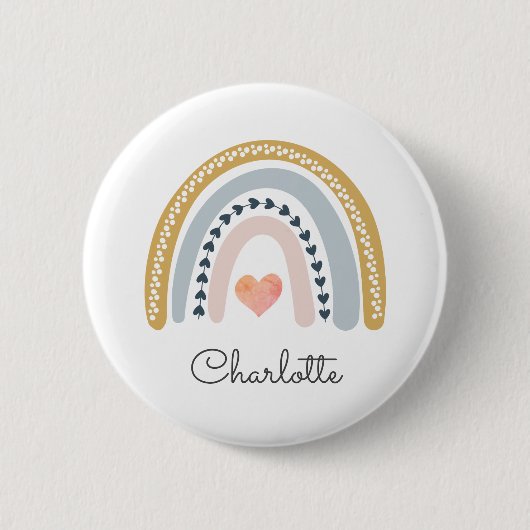 Boho Rainbow Watercolor-Kinderzimmer Button (Vorderseite)