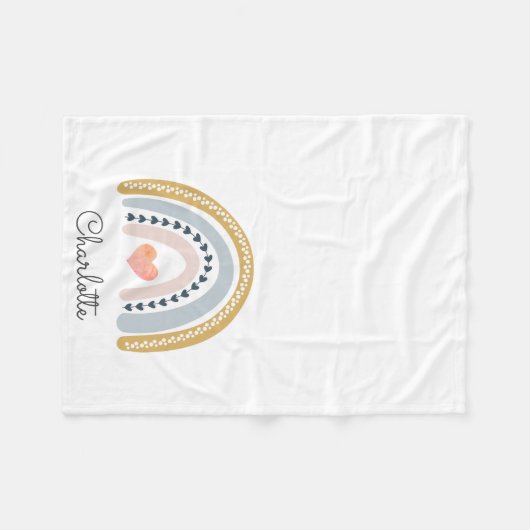 Boho Rainbow Watercolor-Kinderzimmer Fleecedecke (Vorderseite (Horizontal))