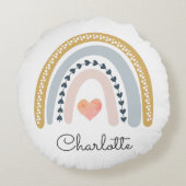 Boho Rainbow Watercolor-Kinderzimmer Rundes Kissen (Rückseite)