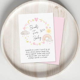 Boho Rainbow Watercolor Pink Books for Baby Showro Begleitkarte
