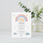Boho Rainbow Watercolor Script Baby Dusche (Stehend Vorderseite)