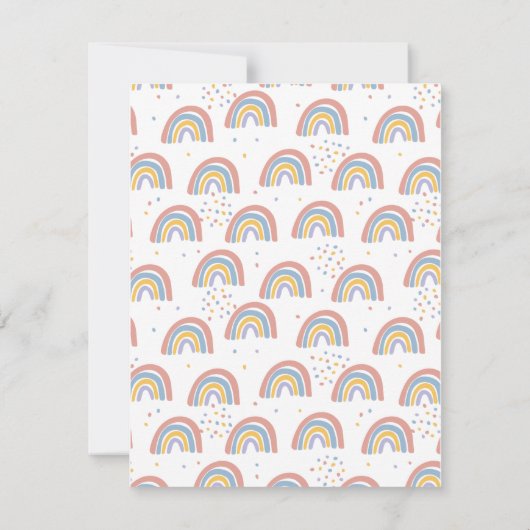 Boho Rainbow Watercolor Script Baby Dusche (Rückseite)