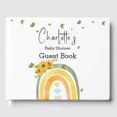 Boho Rainbow With Sunflowers Baby Shower Gästebuch (Vorderseite)