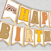 Boho Rainbow Woodland Bär Retro Happy Birthday Wimpelkette