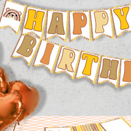 Boho Rainbow Woodland Bär Retro Happy Birthday Wimpelkette