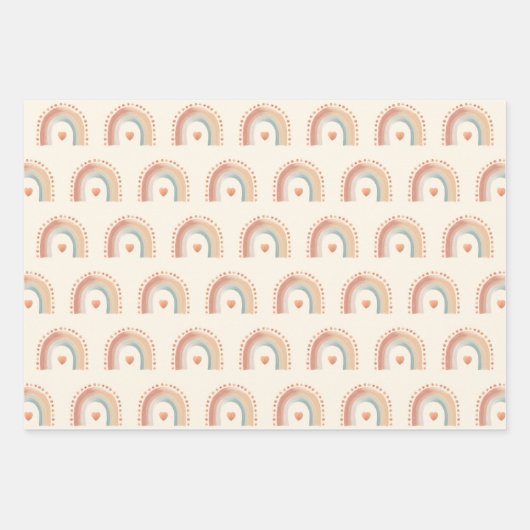 Boho Rainbow Wrapping Paper - Erdetes Neutrales Wa Geschenkpapier Set (Vorderseite)
