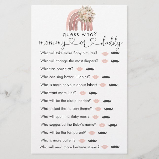 Boho Rainbow wünscht sich ein Baby "raten Who" Spi (Vorderseite)