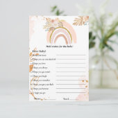 Boho Rainbow wünscht sich für das Baby Duschgame C Einladung (Stehend Vorderseite)