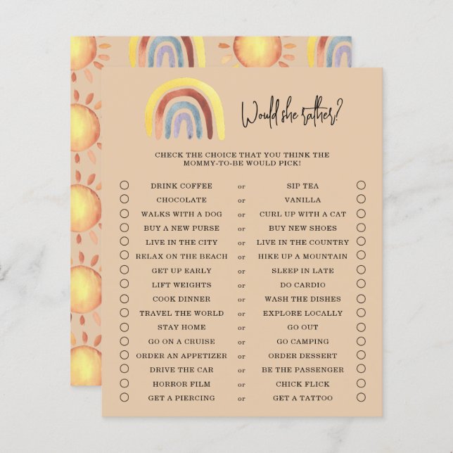 Boho Rainbow würde sie eher ein Baby-Duschspiel ma (Vorne/Hinten)