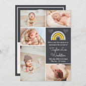 Boho Rainbow Yellow and Gray Birth Ankündigung (Vorne/Hinten)