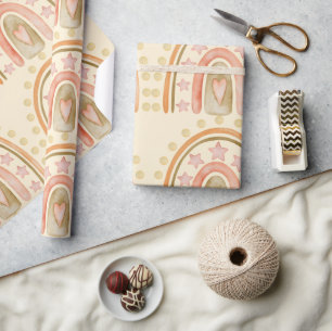 Boho Rainbow Yellow Orange and Green Girls Geschenkpapier