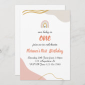 Boho Rainbow zum ersten Geburtstag Einladung (Vorne/Hinten)