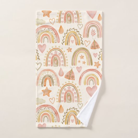 Boho Rainbows Earthy Terracotta Badetücher Set (Handtuch)