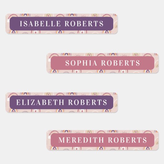 Boho Rainbows Kinder benennen wasserdichte Labels Etiketten (Gruppe)