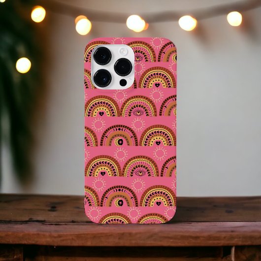 Boho Rainbows Mystical Eye Pink Gold Design Case-Mate iPhone Hülle