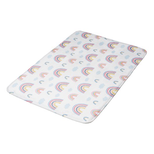 Boho Rainbows Pink Blue Hübsch Badematte (Schrägansicht)