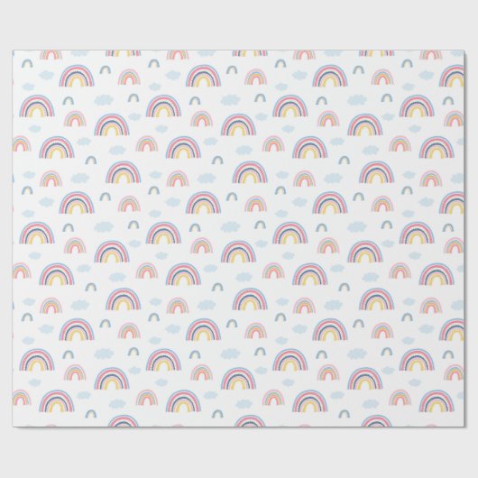 Boho Rainbows Pink Blue Hübsch Geschenkpapier (Flach)