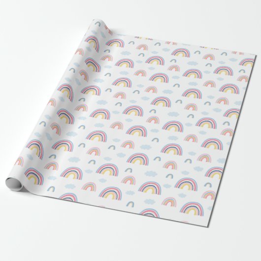 Boho Rainbows Pink Blue Hübsch Geschenkpapier (Ungerollt)