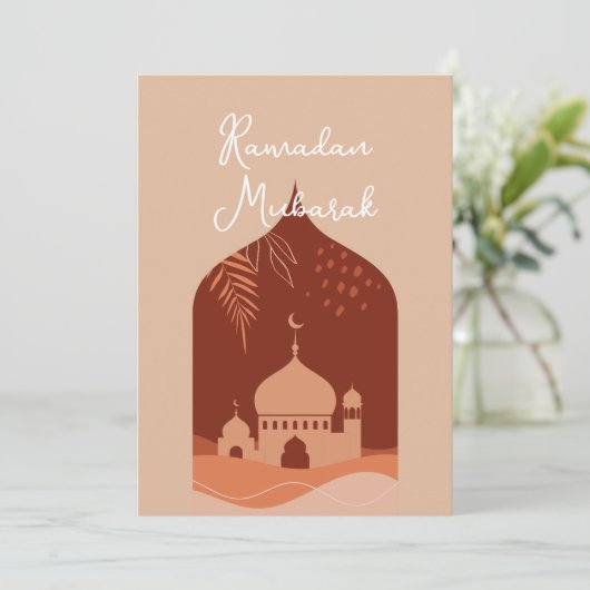 Boho Ramadan Mubarak Card Einladung (Stehend Vorderseite)