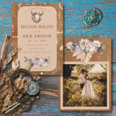 Boho Ranch Desert Tan Foto Hochzeitseinladung Einladung