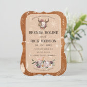 Boho Ranch Desert Tan Wedding Einladung (Stehend Vorderseite)