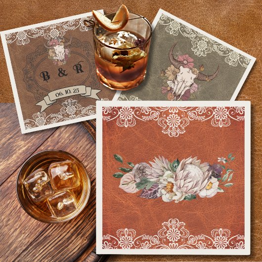 Boho Ranch Floral Wedding Paper Cocktail Napkin Serviette