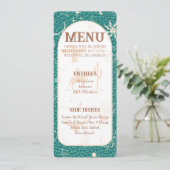 Boho Ranch Turquoise Wedding Flat Menu Menükarte (Stehend Vorderseite)