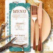 Boho Ranch Turquoise Wedding Flat Menu Menükarte